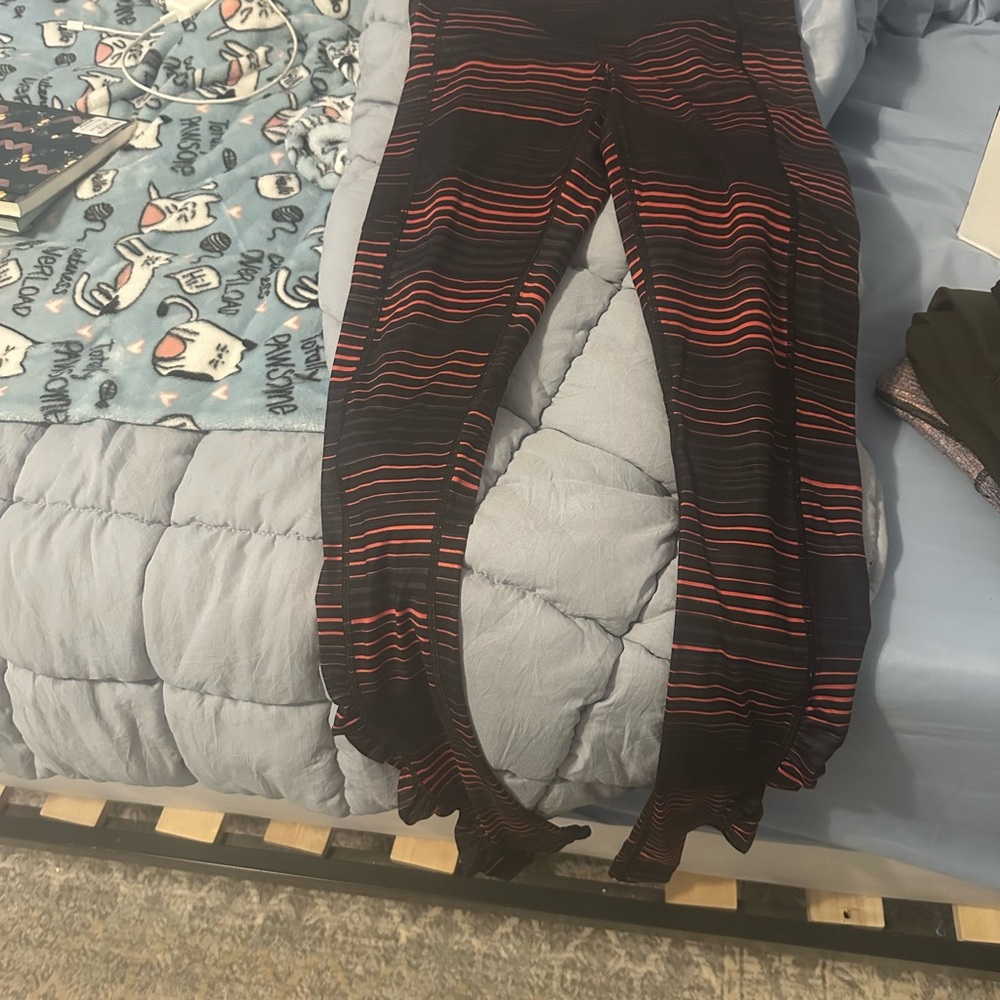 lululemon athletica Black and Red Striped Leggings